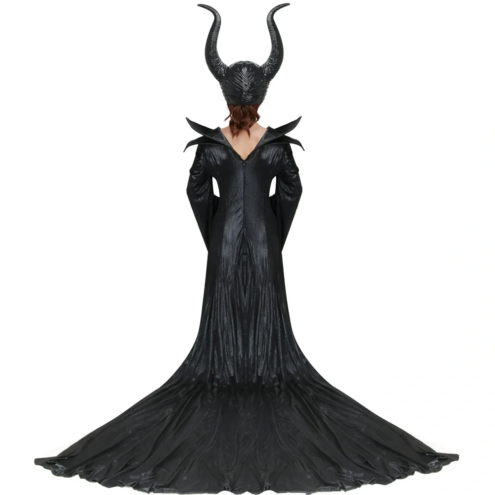 Malefice 2 Mistress of Evil Queen Fancy Dress Hat Black Witch Angelina Jolie Halloween Party Cosplay Costume For Women