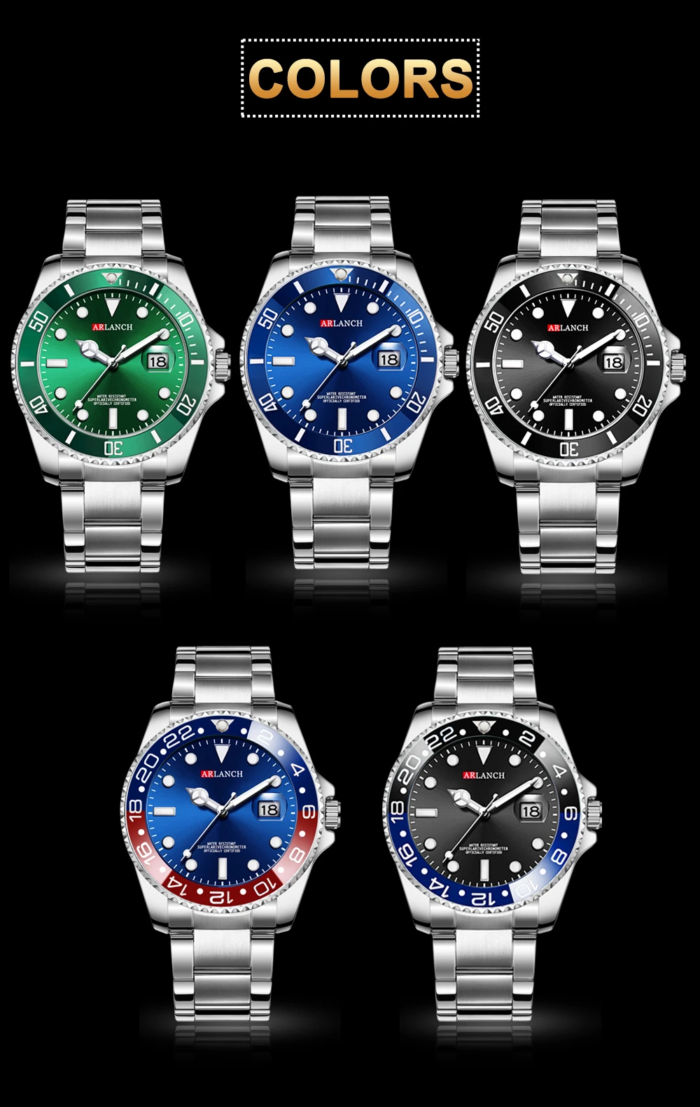 Business-Edelstahluhr 40mm Klassische Rot-Blaue Kreis-Taucheruhr mit Vergrößerungsglas und Kalender Quarzuhren montre homme – Detail 21