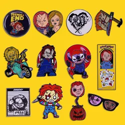 High Quality Horror Movie Bride Of Chucky Enamel Pin Punk Metal Badge Jacket Denim Halloween Accessories Jewelry Gifts