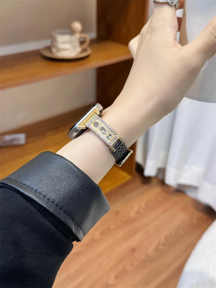 

22mm/20mm/18mm diamond patterned leather fashion strap suitable for Huawei GT5/GT5 Pro/GT4/GT2/3/4