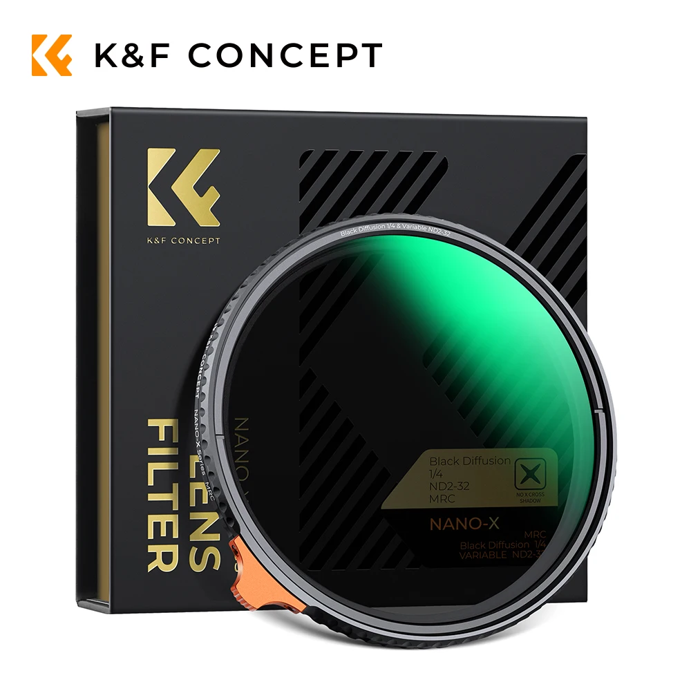 

K&F CONCEPT Nano-X Variable ND2-ND32 ND Filter & 1/4 Black Mist Diffusion 2 In1 Filter，for 49mm 58mm 67mm 72mm 77mm 82mm Lens