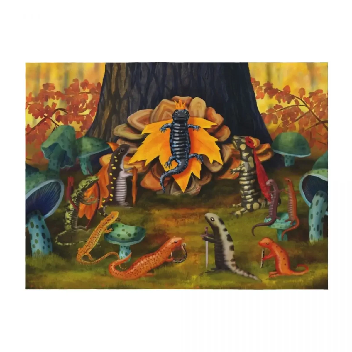 

The Court of the Salamander King Throw Blanket for sofa Hairy Flannel Fabric Single Blankets