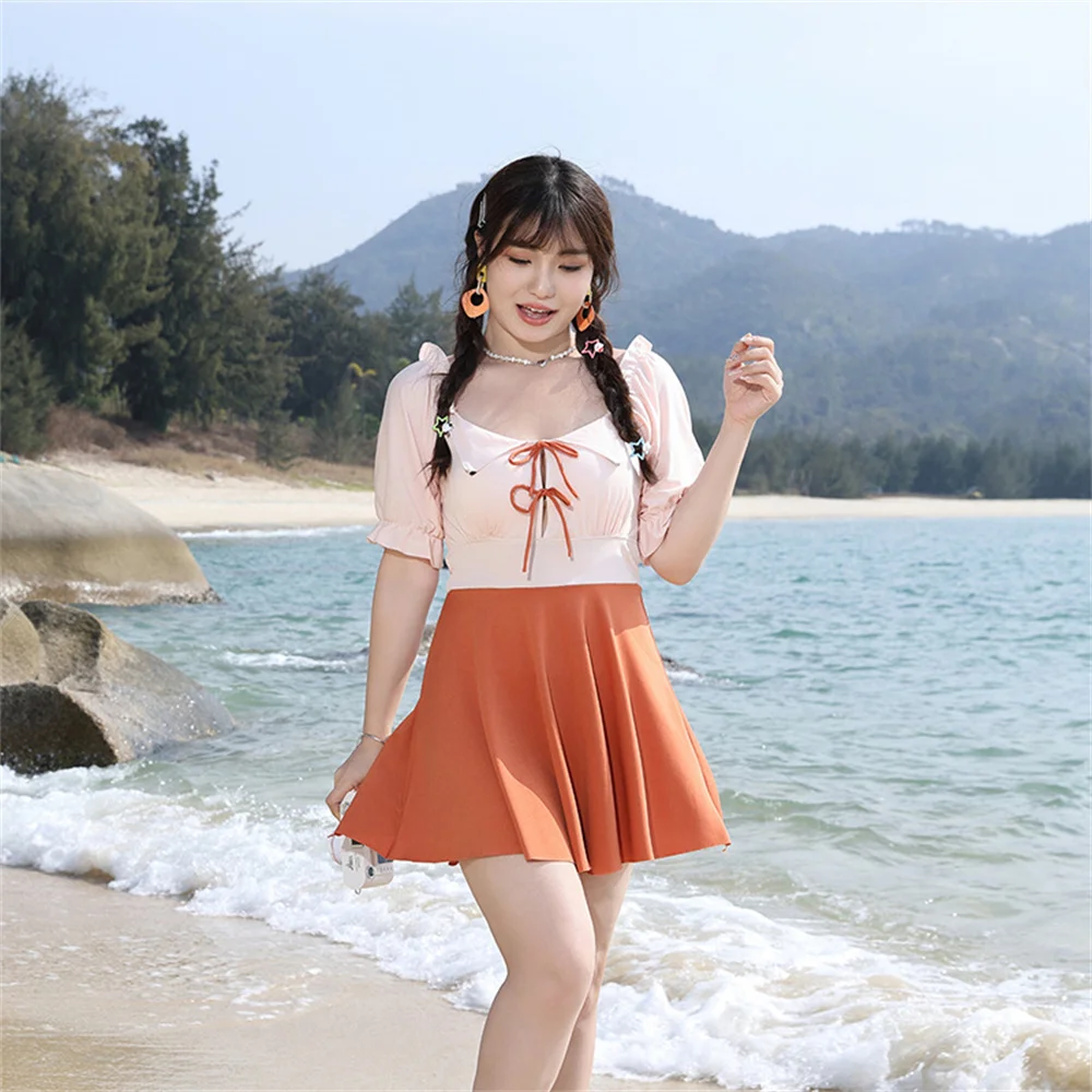 

Cute wind bikini one-piece swimsuit loose meatless dress hot spring swimsuit explosion swimsuit