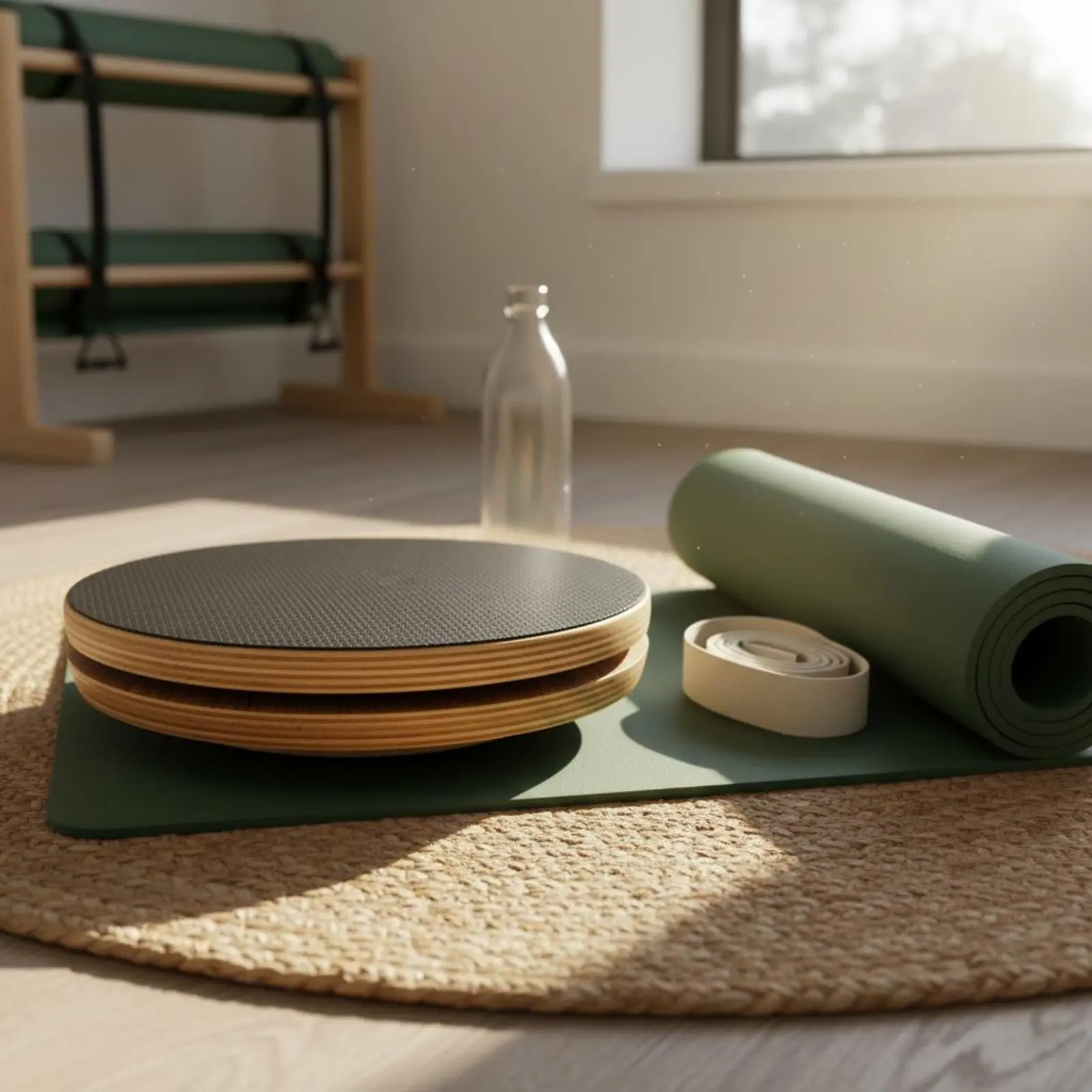 Picture 4: 2 Pieces Wooden Pilates Disc Solid Wood Pilates Rotation Board Wooden Exercise Rotator Stretching Rotating Disc for Women