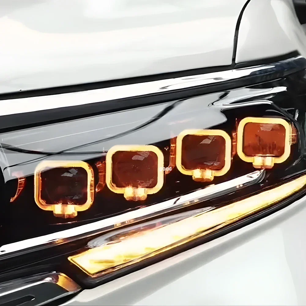 لتويوتا برادو 2018-2023 LED مصابيح السيارة الأمامية الجمعية ترقية بوجاتي تصميم أربعة عدسة العارض اكسسوارات السيارات المصباح #6