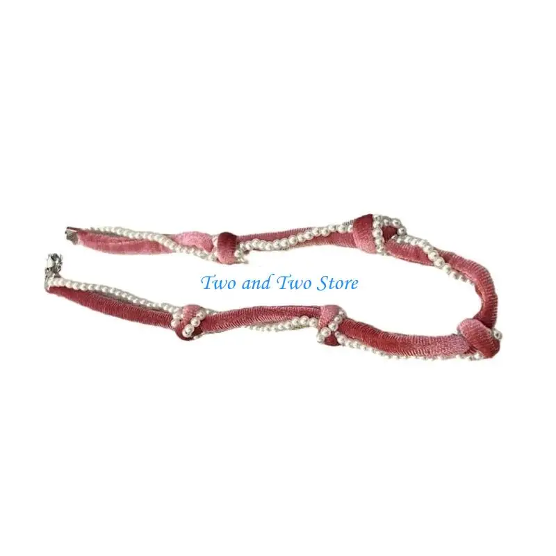 

HX6F Adjustable Choker Necklace Soft and Comfortable Necklace Woven Necklace Beads Necklace Perfect for Fashionable Women