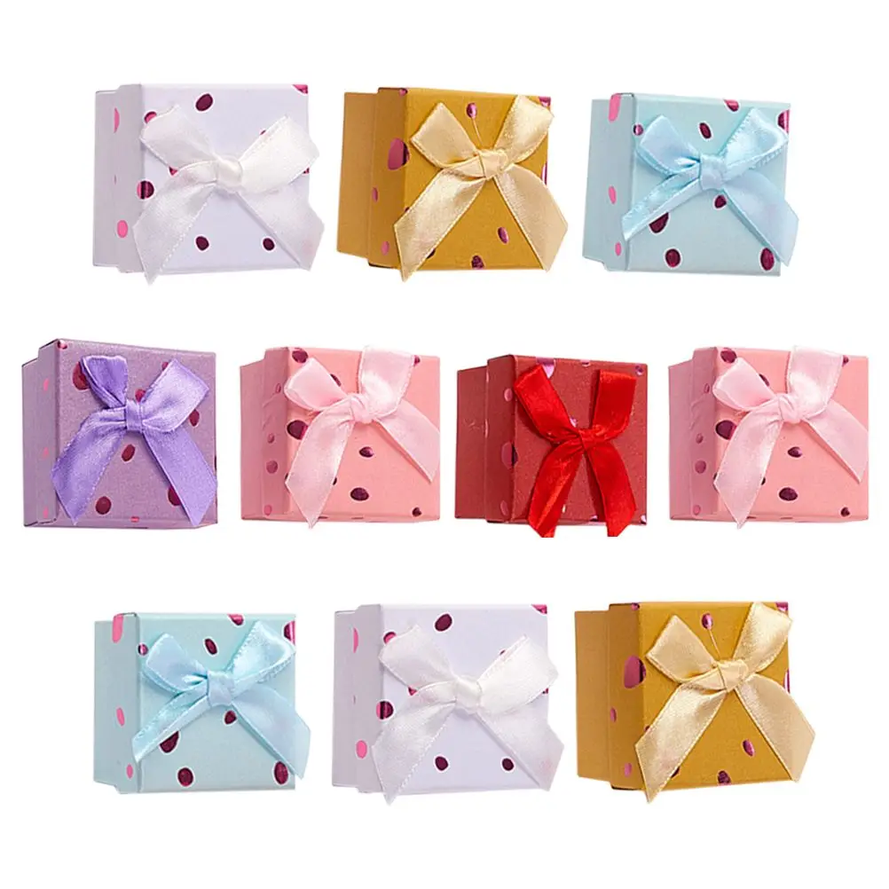 

10 Pcs Jewelry Box Luxury Velvet Storage Bowknot Gift Present Container Mixed Color Lightweight Compact Design