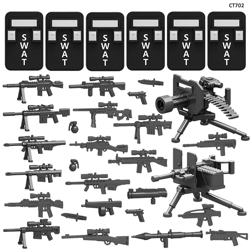 Juego de armas, Kit de juguetes militares de EE. UU., figuras de soldado, paquete de modelo, equipo del ejército, piezas de engranaje, accesorios mínimos, juguetes de bloques de construcción de ladrillos