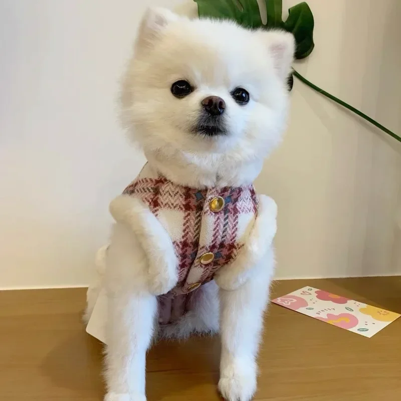 Fur Collar Dogs Coat Winter Warm Dog Jacket Pet Clothes for Small Medium Dogs Traction Dog Jacket Coat Teddy Bichon Pet Clothes