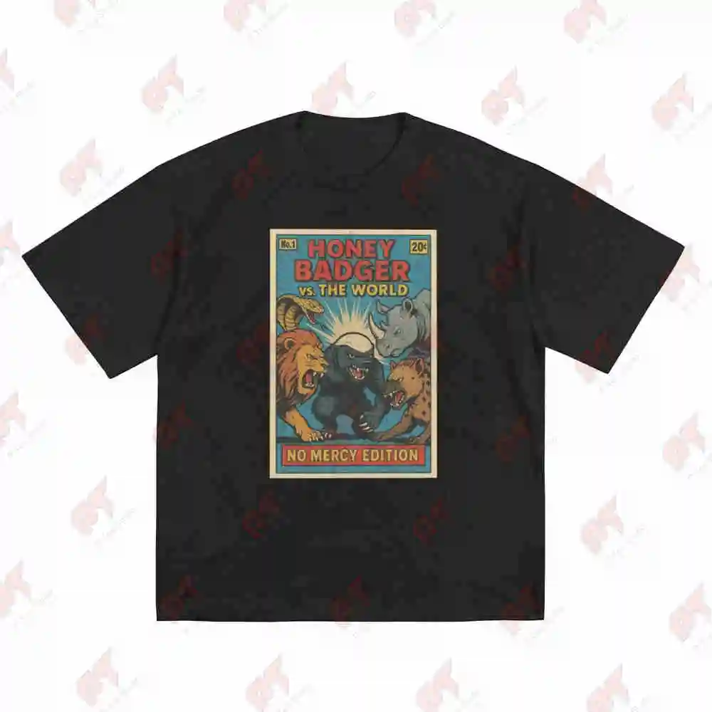 Funny Honey Badger Vs The World No Mercy Edition Short Sleeve Tee 100% Cotton T-Shirt