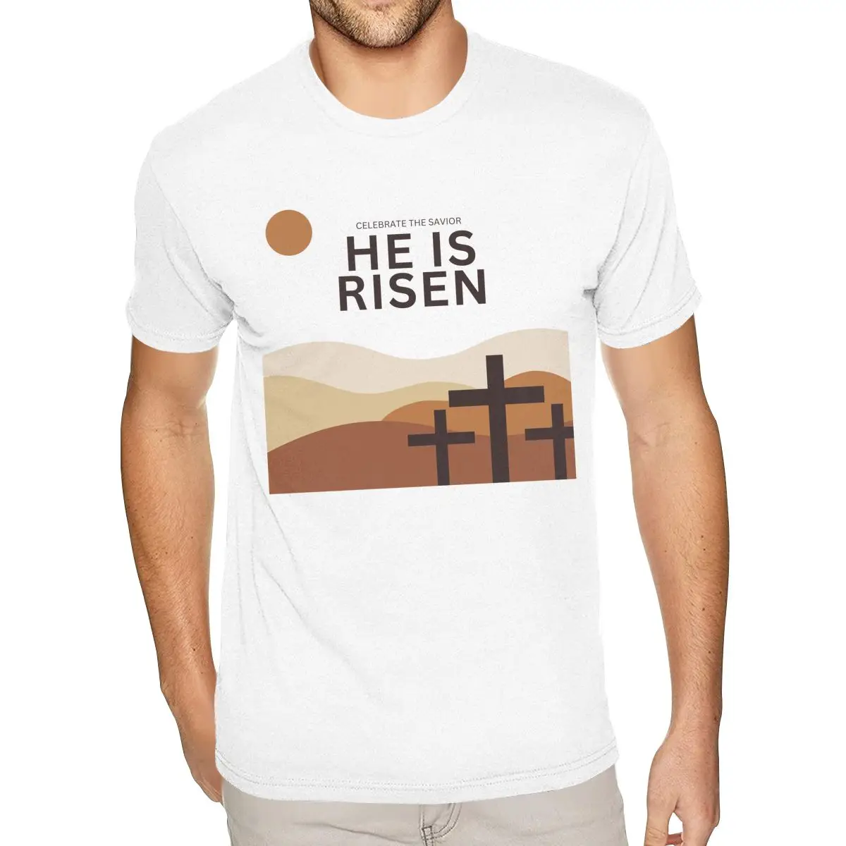 

Пасхальная футболка из натурального хлопка с коротким рукавом и круглым вырезом, купить мужскую футболку S