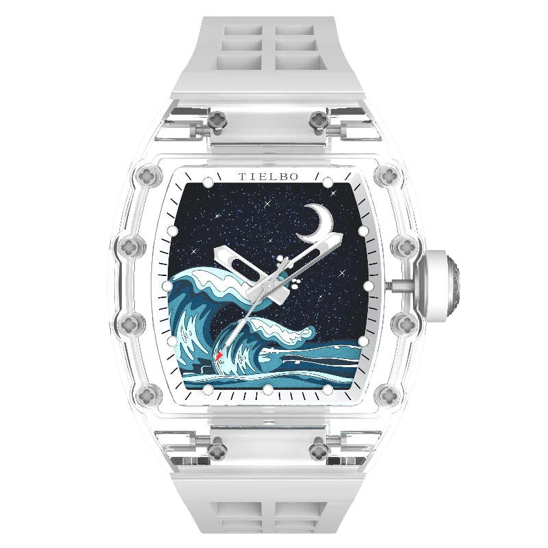 

Tielbo/Tianbo Official Crystal Series 716 Wave Fashion Trend Men's Luminous Waterproof Wine Barrel Watch