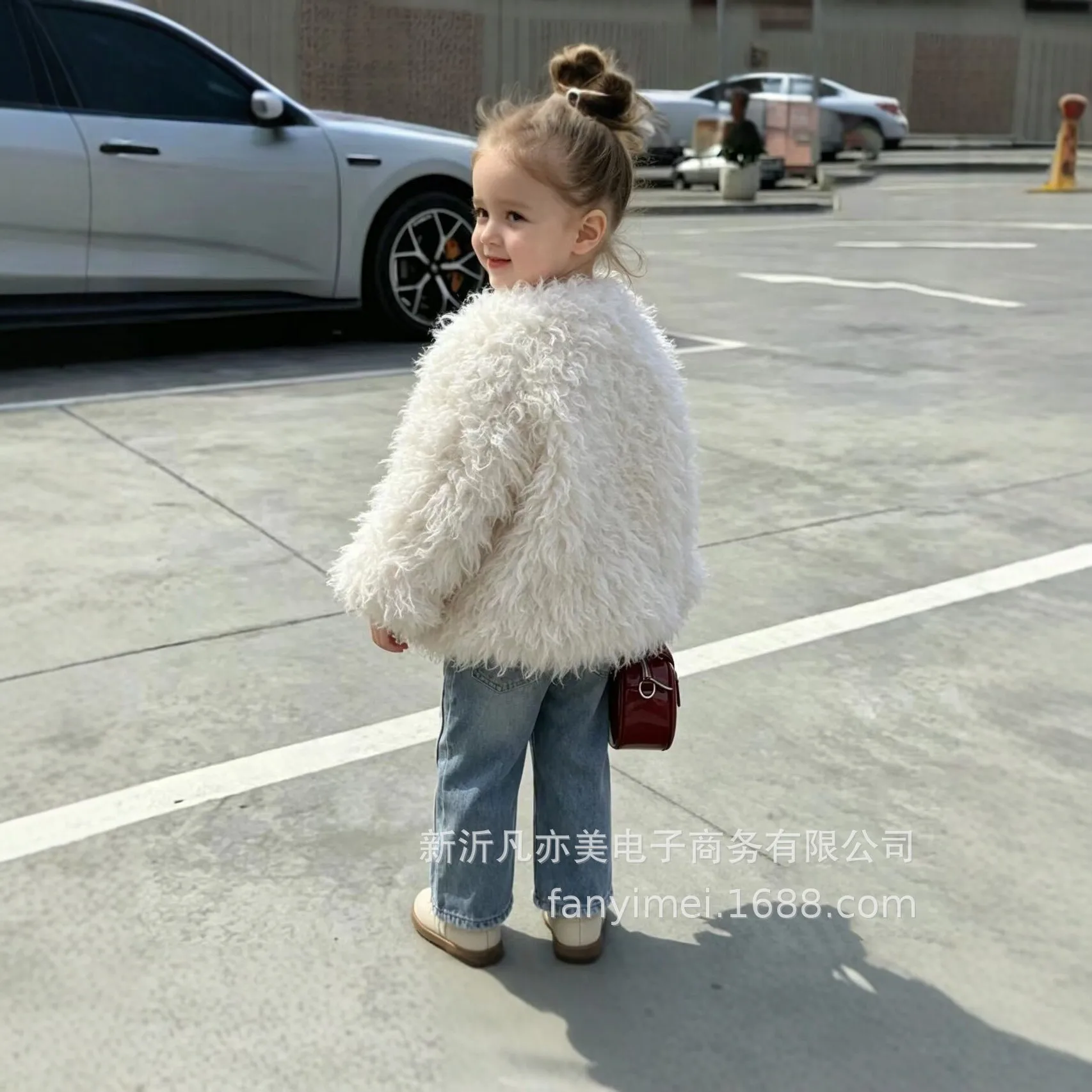 2026 Autumn Winter New Girl's Imitation Fur Fashion Coat Children's Princess Style Hairy Top Outerwear