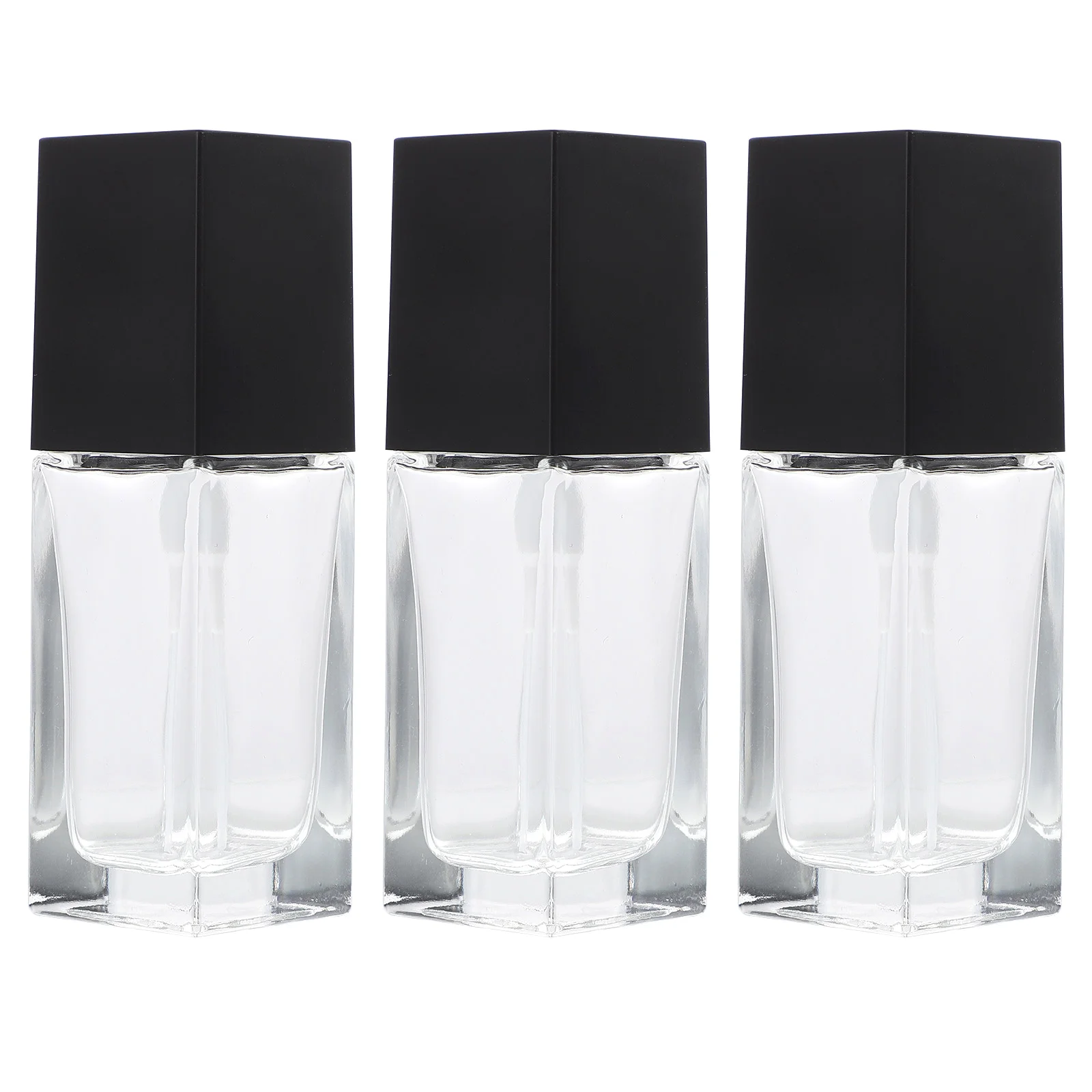 3Pcs 30Ml Liquid Foundation Bottle Square Glass Emulsion Pump Bottle for Travel Home Hotel Refillable Empty Subpackaging