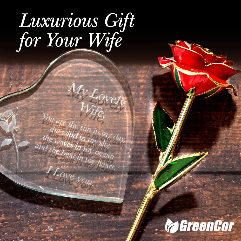 Anniversary for Wife Her Anniversary Women Engraved Wooden Gift Set 'To My Beautiful Wife' Includes Crystal Engraved