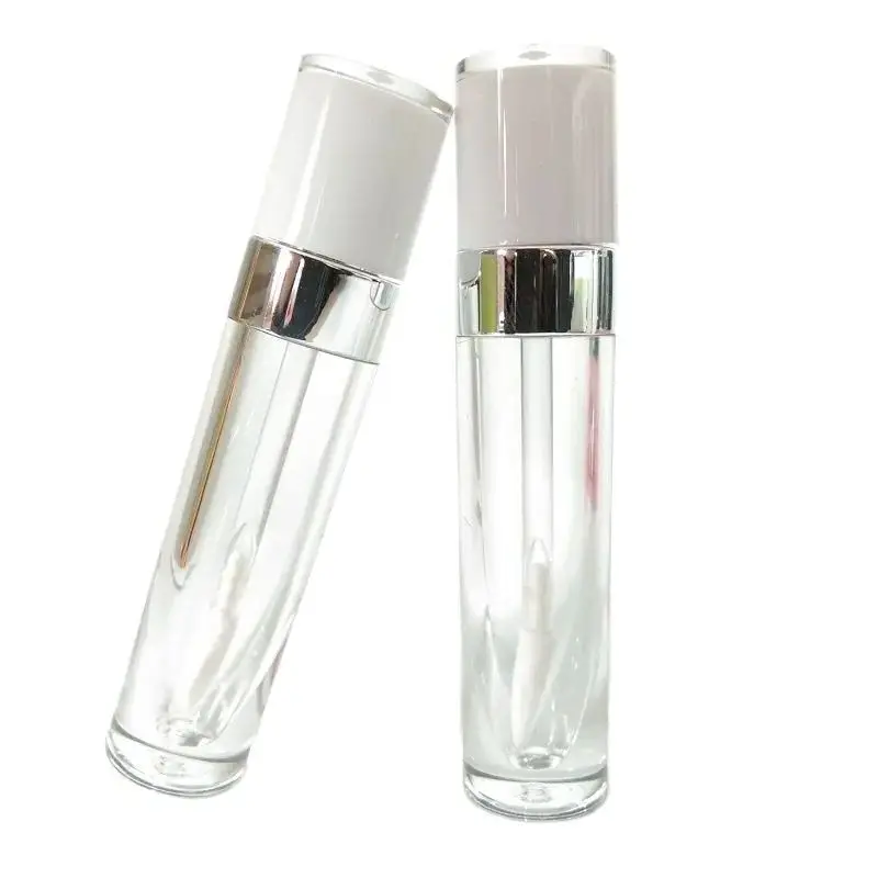 30Pcs 6.5ml Empty Lip Gloss Tube White Lid Plastic Cosmetic Refillable Bottles Clear Round Lip Gloss Containers With Wand