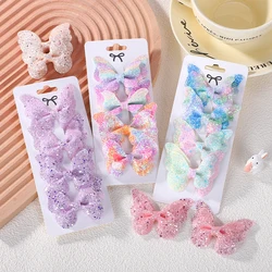 4Pcs/set Glitter Butterfly Hair Bows Hair Clips Baby Girls Leather Kids Bows Hairpins Barrettes Headwear Hair Acesssories Gift