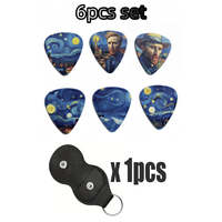 6packs Original Sound Guitar Picks，Double-Sided Printed Folk Picks, Ukulele Finger Shrapnel,Guitar Picks With Holster Storage