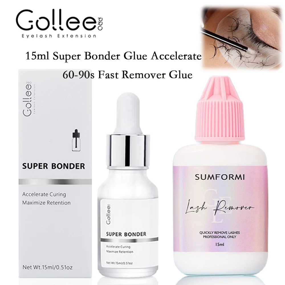 

Gollee Bonder Lash 15ml Fixing Agent Help adhesive for Eyelashes Extension Glue Quick Removing Eyelash Glue Remover Gel Makeup