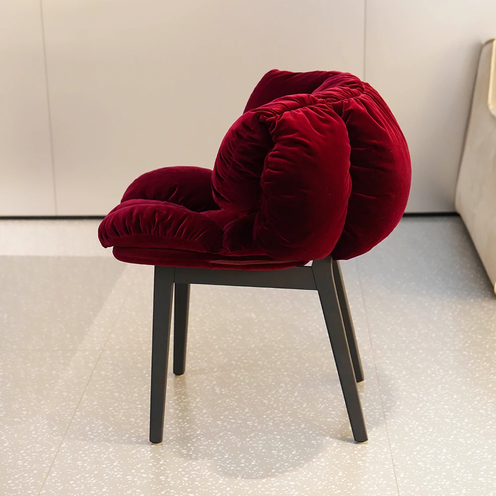 #Italian Minimalist Style High-end Solid Wood Dining Chair with Fabric Backrest Home Furniture Creative Designer Chair