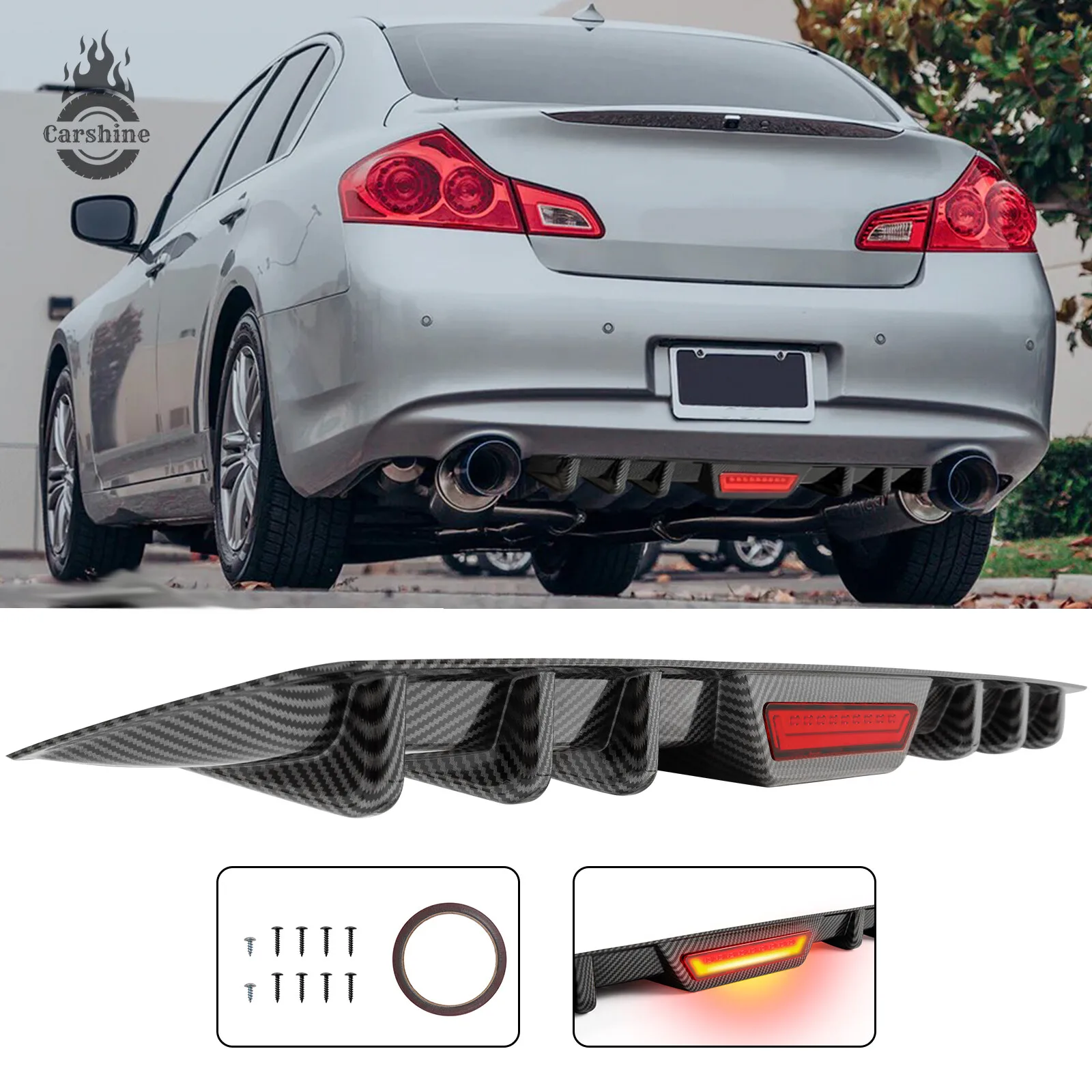 

Диффузор заднего бампера из карбона для Infiniti G35 G37 с LED-стоп-сигналом