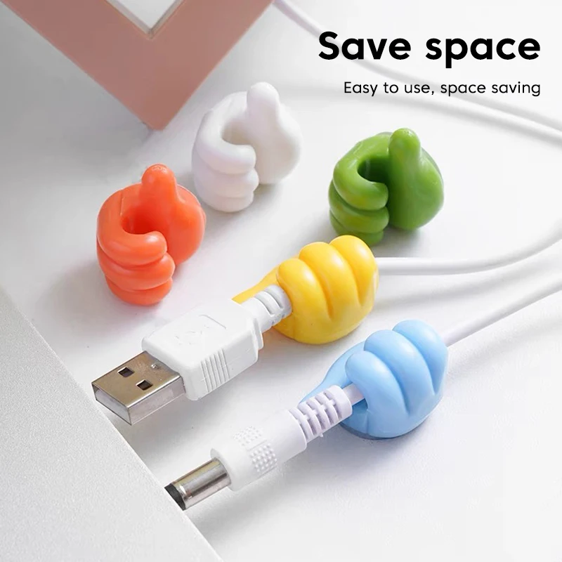 1-10PCS Silicone Thumb Wall Hook Creative Self-Adhesive Desk Organizer Cable Holder Home Office Data Cable Clip Desktop Storage