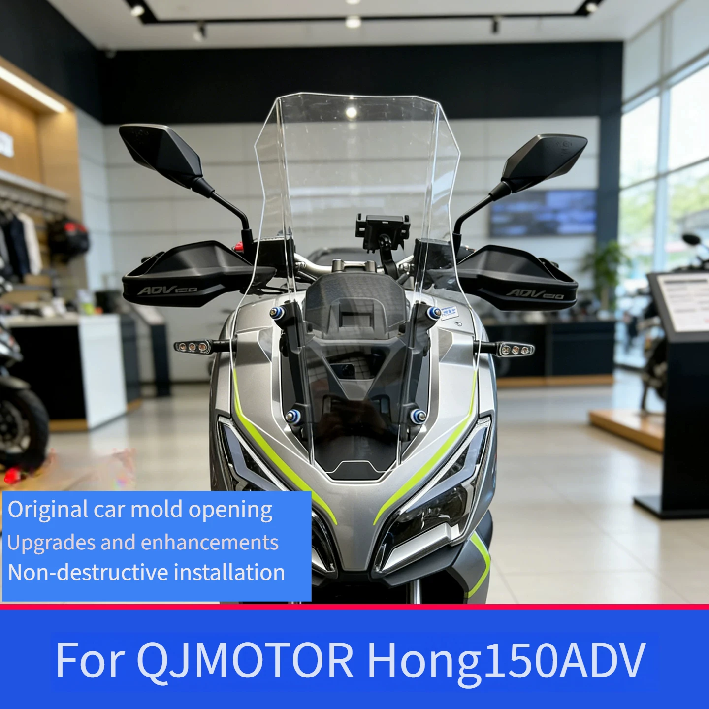 For QJMOTOR Hong150ADV Hong250ADV Scooter Heightened Straight Windshield, Transparent Mod Windscreen Parts