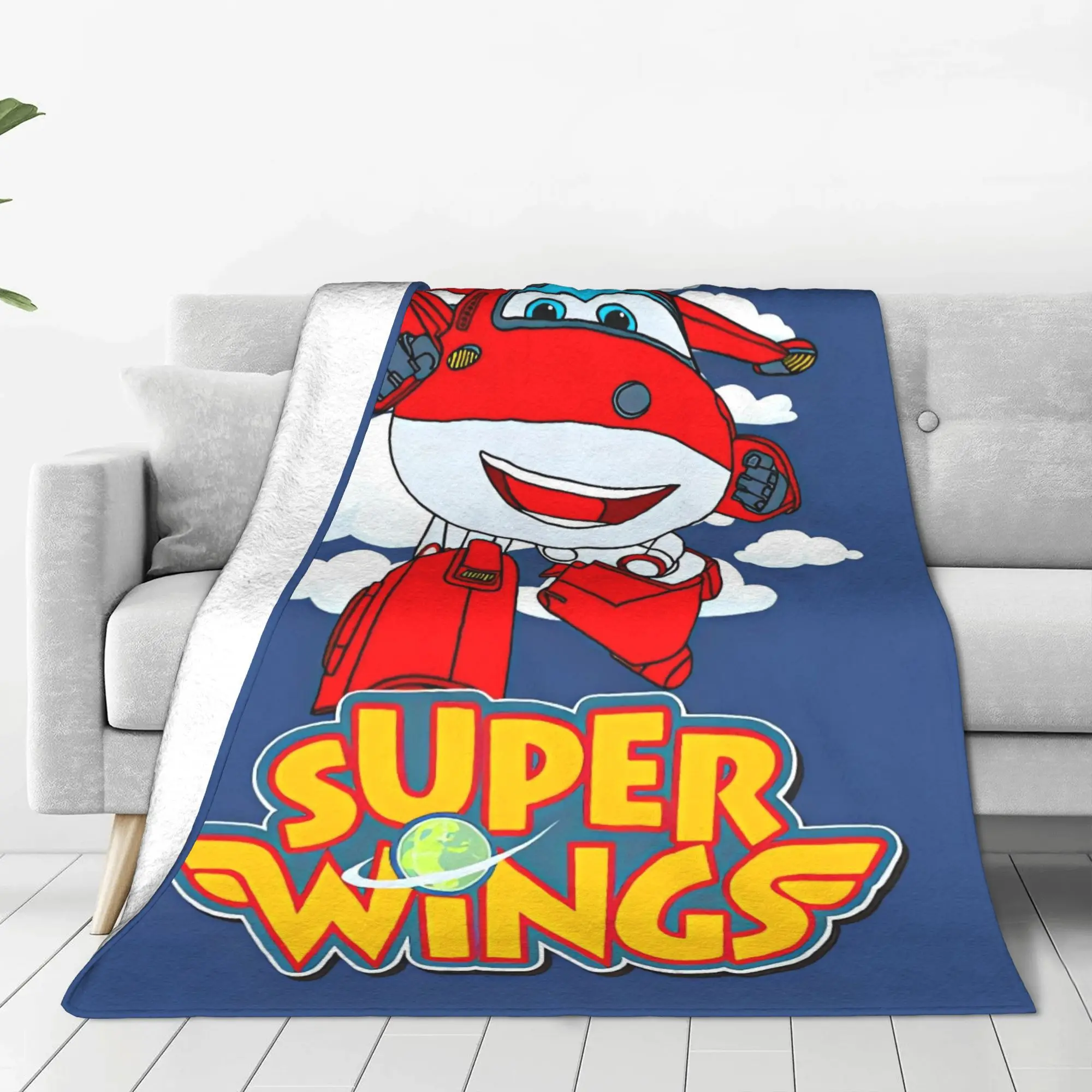 Super Wings Cartoon Plush Blanket Boy Girl  Flannel Throw Blanket For Living Room Soft Warm Custom DIY Quality Bedspread