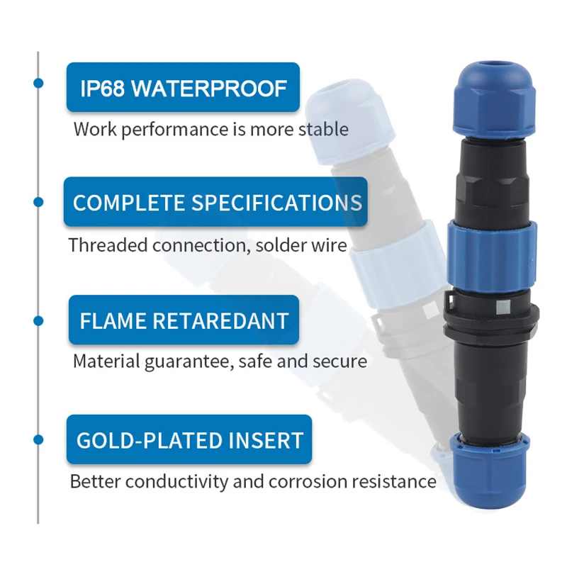 SP13 IP68 Waterproof Connector 4-6.5mm Cable Connector plug&socket Male Female 1-9 Pin Butt Outdoor Electrical Connectors DIY GO