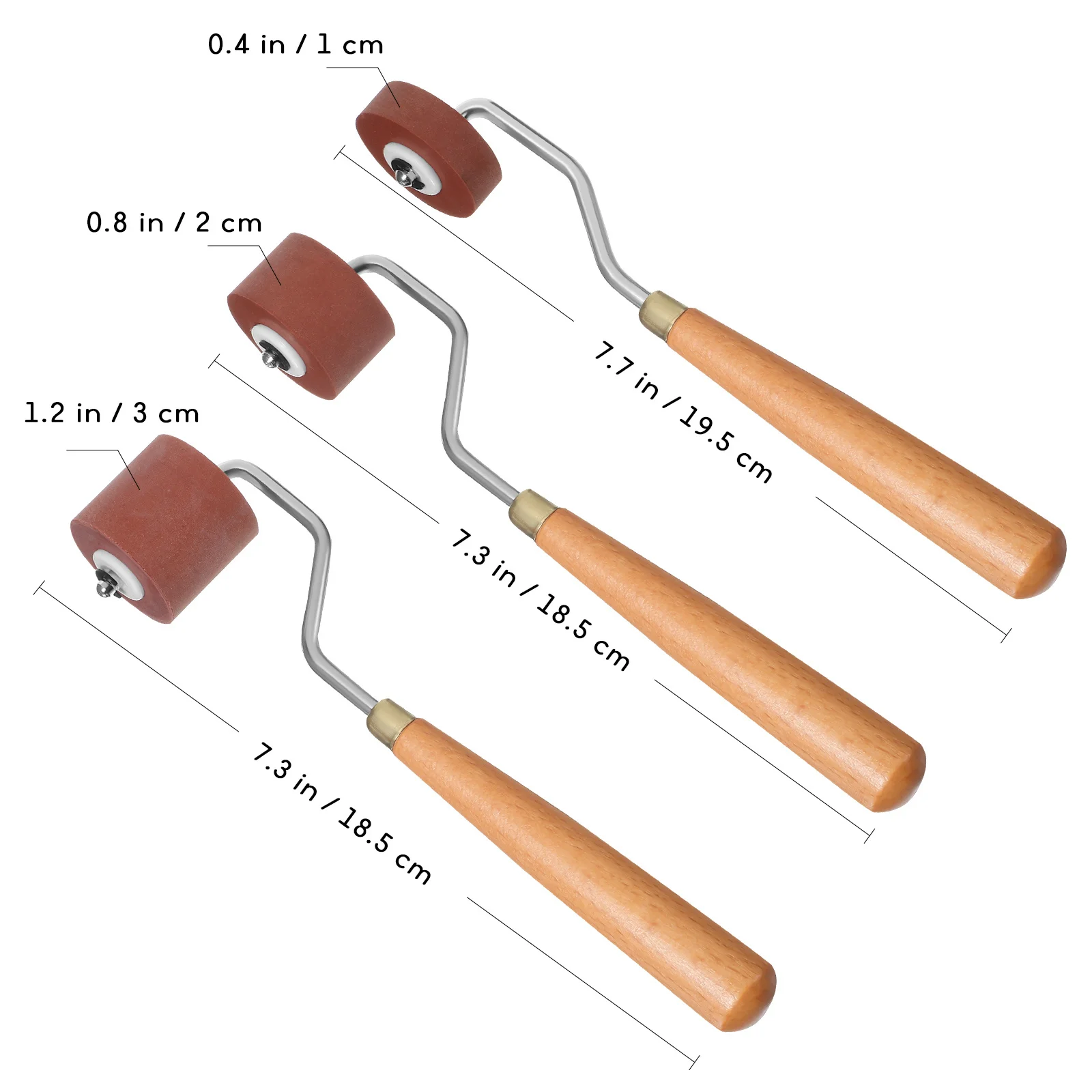 3Pcs Rubber Rollers Printmaking Craft Tools 1Cm 2Cm 3Cm Ink Stamping Glue Rolling Brush Painting Set Rubber Roller