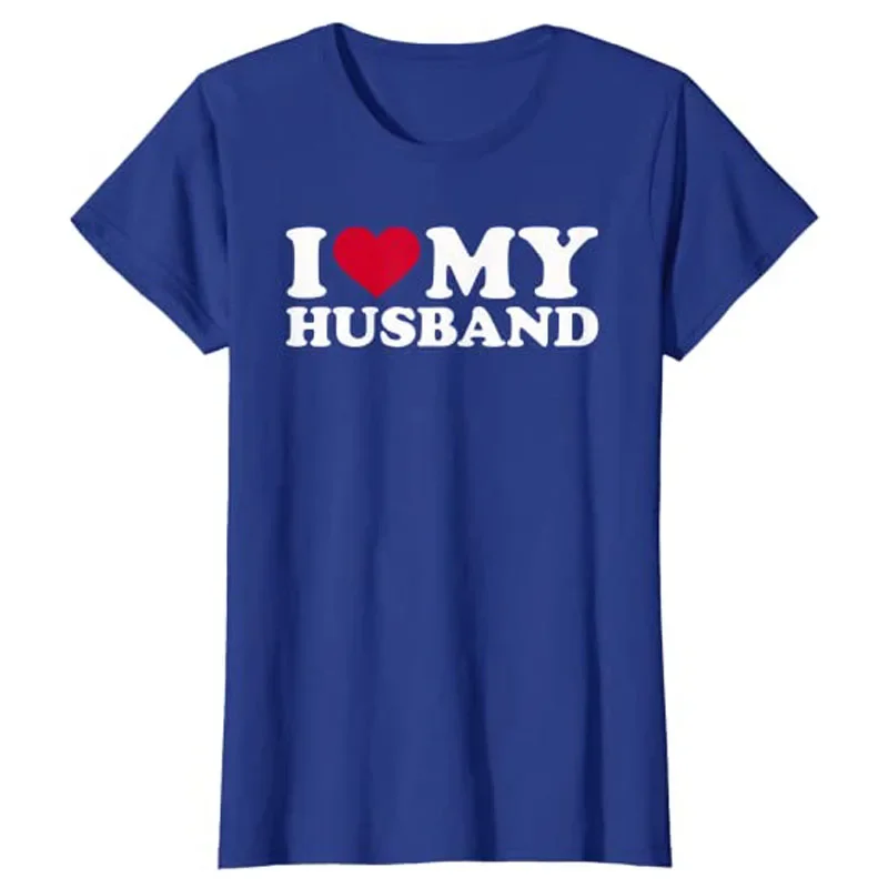 I Love My Husband T-Shirt I-Heart-My-Husband Clothes Men\'s Fashion Hubby Tee Tops Husband-Gifts Short Sleeve Streetwear Outfits