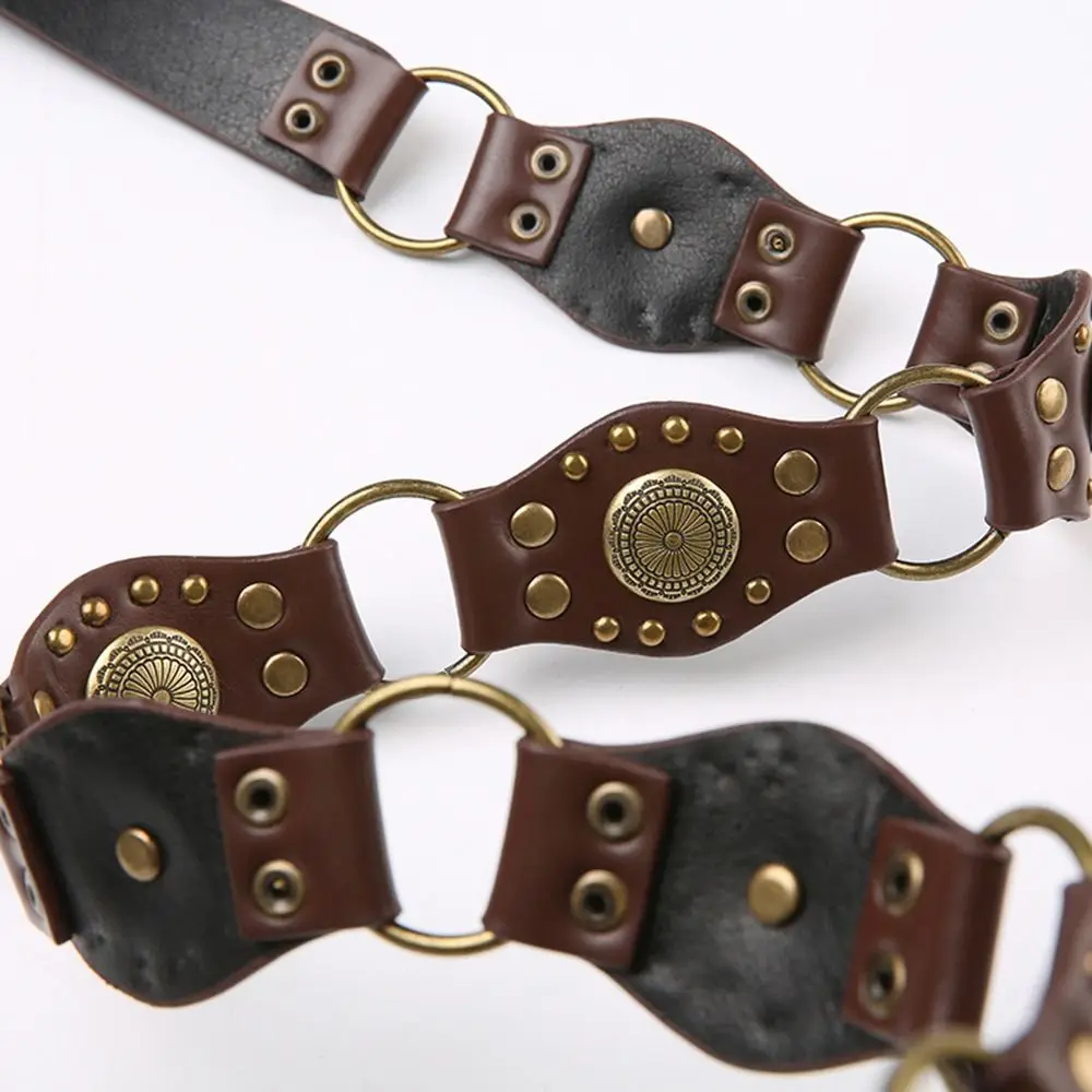 موضة جروميت بولي Leather حزام خصر من الجلد القوطية Steampunk خمر برشام الخصر حزام السرج y2k حزام واسع الجينز الإناث