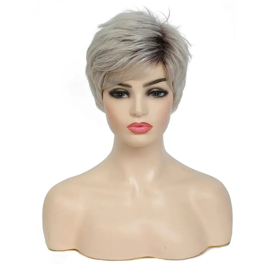 

Short Light Grey Blonde Ombre Wig for Women – Synthetic Heat Resistant Natural Curly Wavy Hair Fashion Daily Wear Cosplay wigs