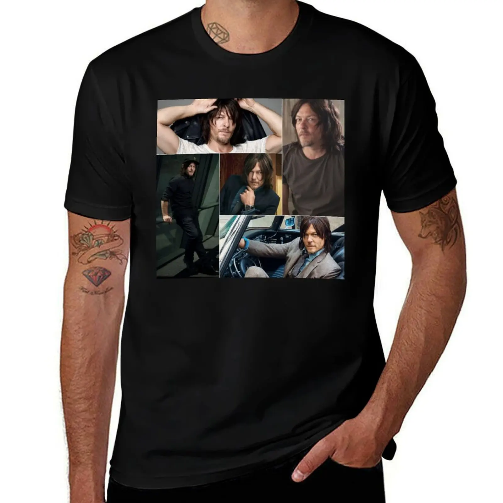 

Norman Reedus Rectangular Photo Collage T-Shirt sports fans Louboutins affliction shirts mens shirts graphic tee