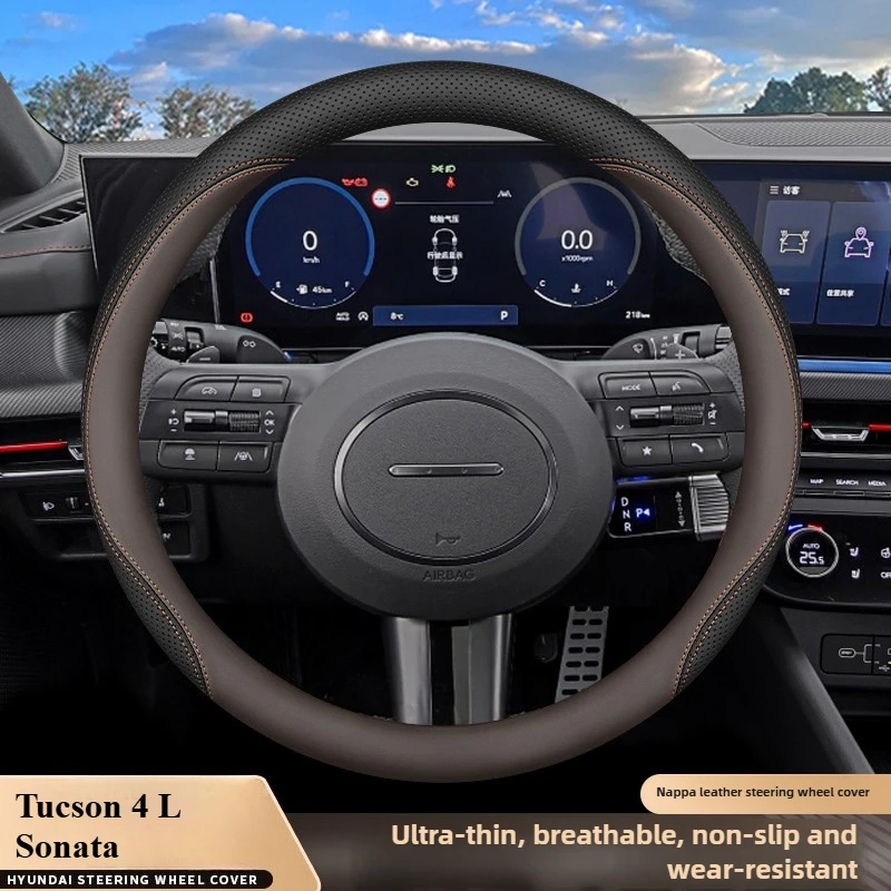 

Leather Car Steering Wheel Cover for Hyundai Tucson 4 L Sonata 2024 2025 2026 Accessories