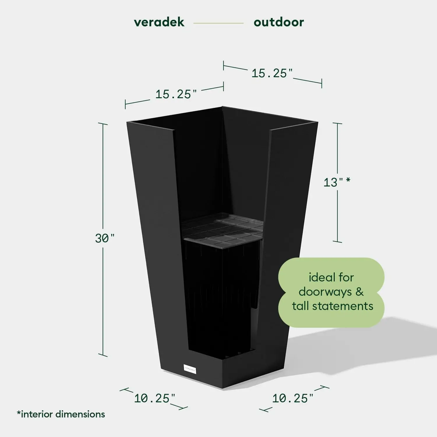 Pure Series Taper Planter - Tall Tapered Outdoor Planter with Shelf