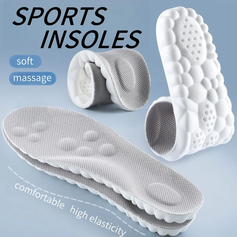 

4D массажные стельки для обуви, супермягкие латексные спортивные стельки для ног, корзина для бега, подошва для обуви, поддержка свода стопы, ортопедические вставки унисекс