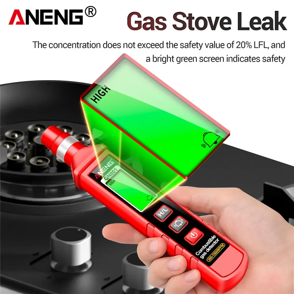 ANENG GN801 Gas-sensitive Semi-conduct Detector 300~10000PPM Gas Leakage Analyzer Combustible Meter Environment Test Sensor Tool