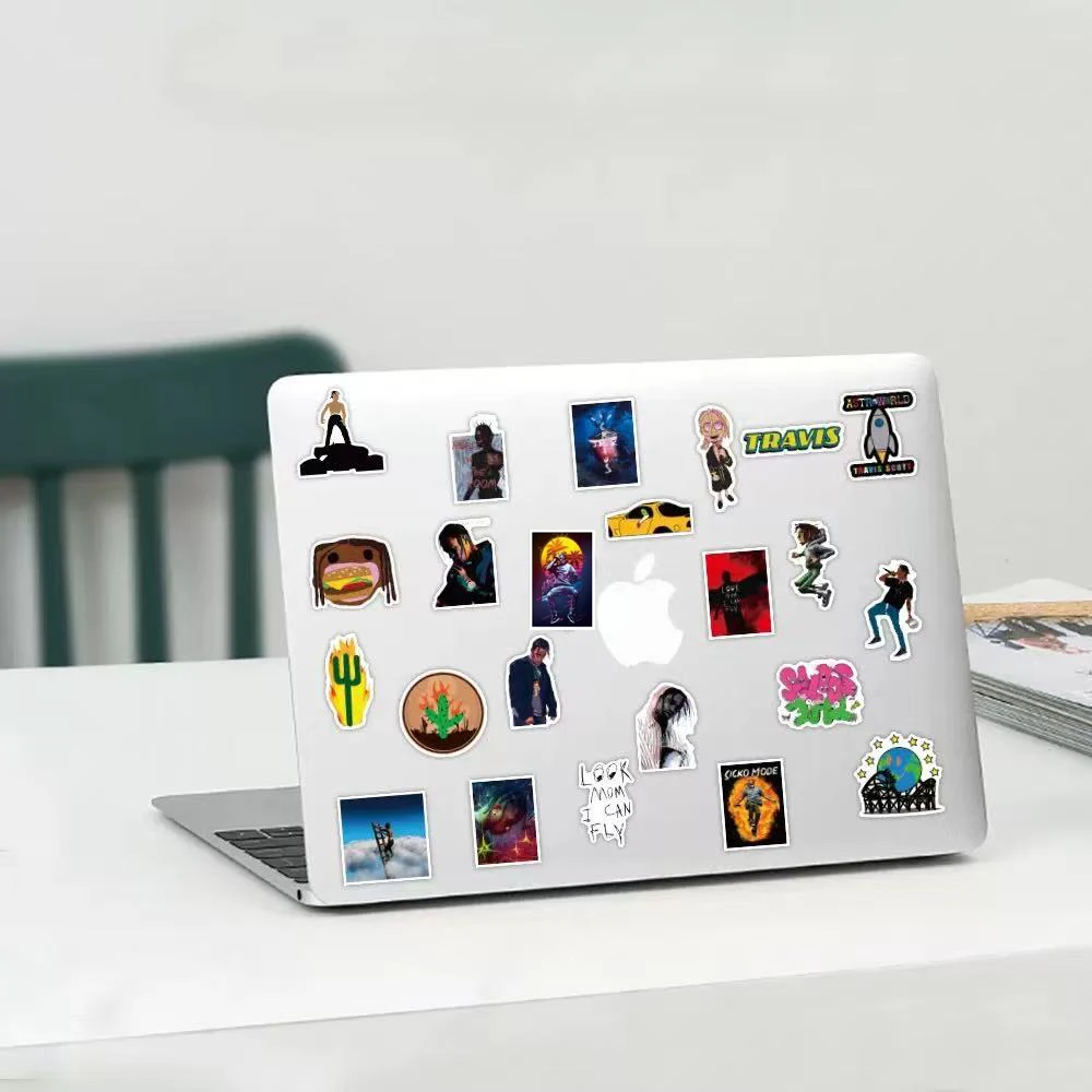 50PCS Coole Rapper Travis Scott Sänger Aufkleber Fahrrad Skateboard Kühlschrank Gitarre Gepäck DIY Wasserdichte Witz Aufkleber Kind Spielzeug – Detail 6