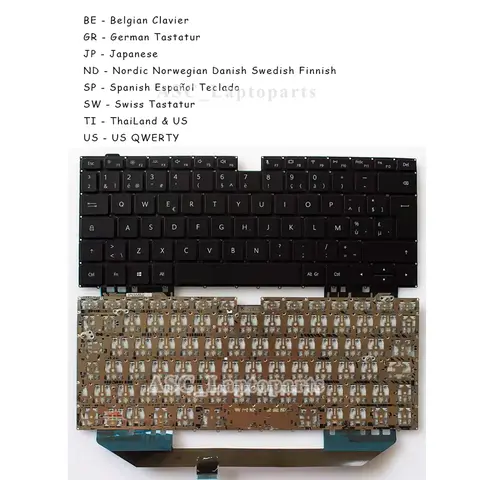 Nouveau clavier belge GR japonais nordique espagnol suisse thaïlande US pour HUAWEI MateBook X Pro MACH MACHR WX9 W19 W29 MACHC noir