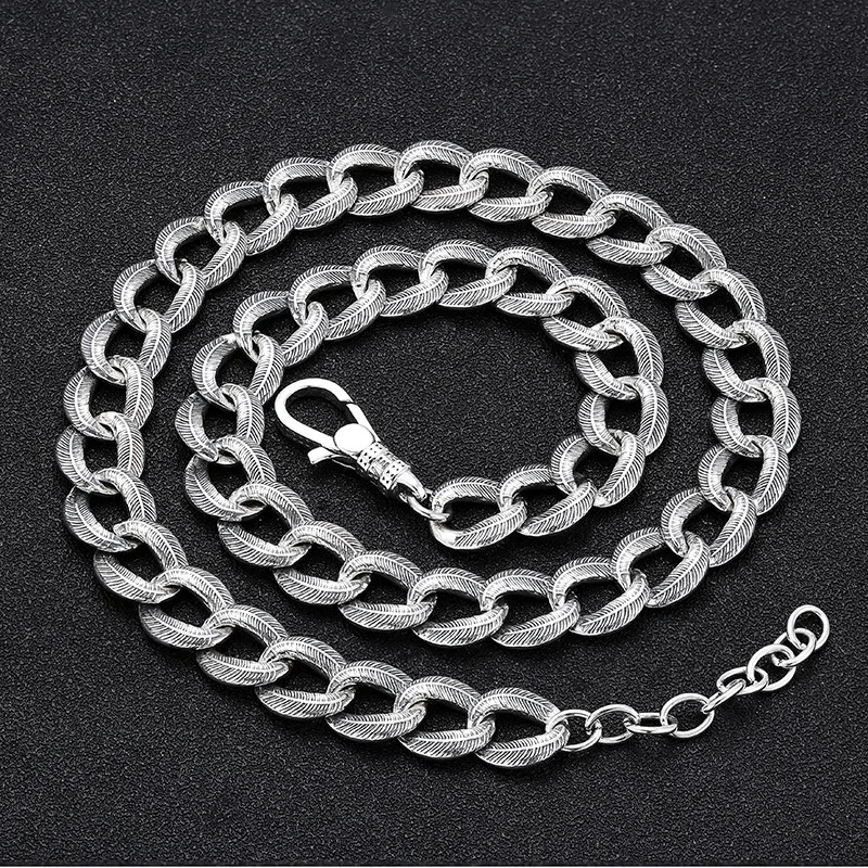 925 sterling silver feather bracelet for men and women retroniche style design cuban chain fashionshort clavicle chain