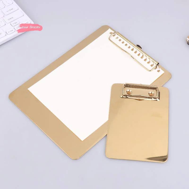 

Y-Golden Stainless Steel Writing Clipboard Document Stationery Paper Organizer With Metal Clip For Office School Supplies
