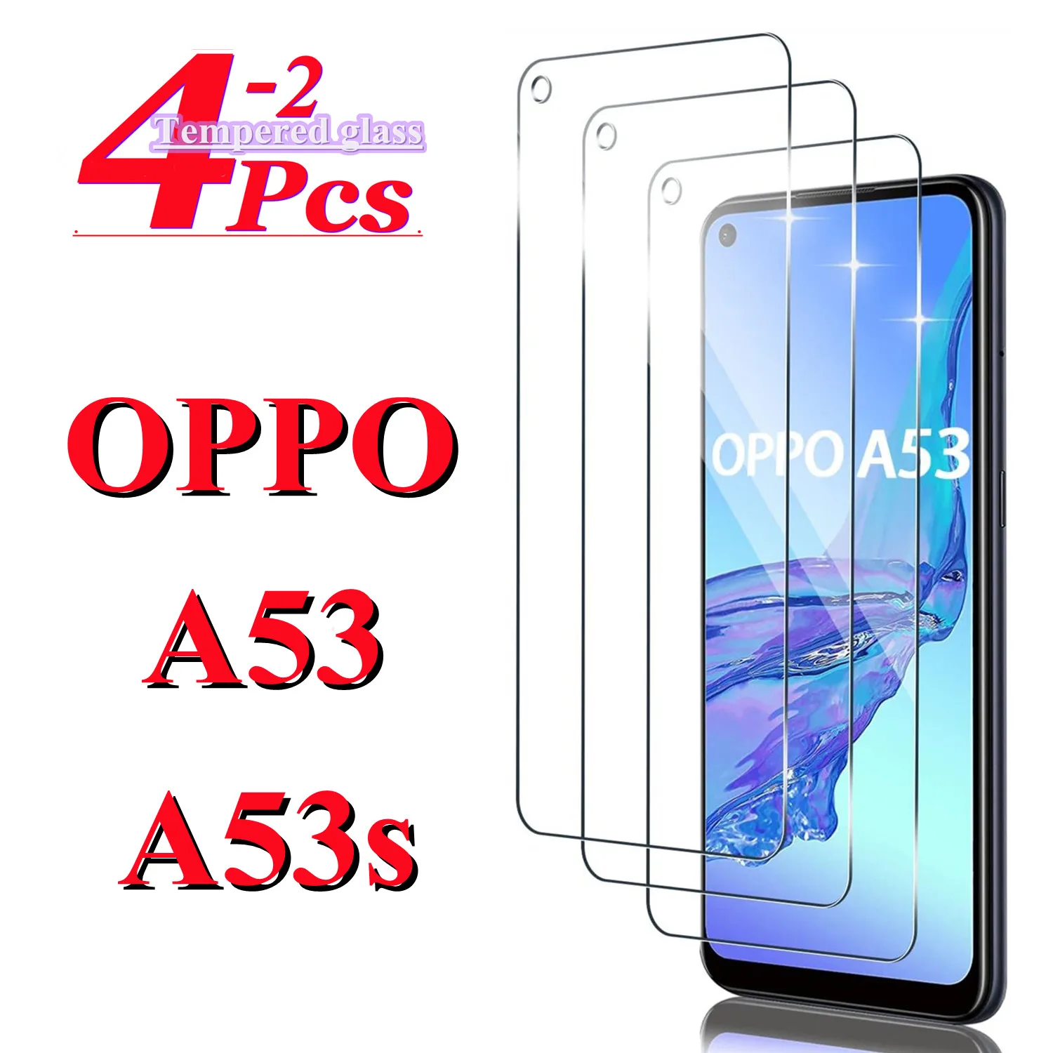 

2/4 piece of glass film suitable For OPPO A53 A53s 2020 tempered glass high-definition anti drop screen protector