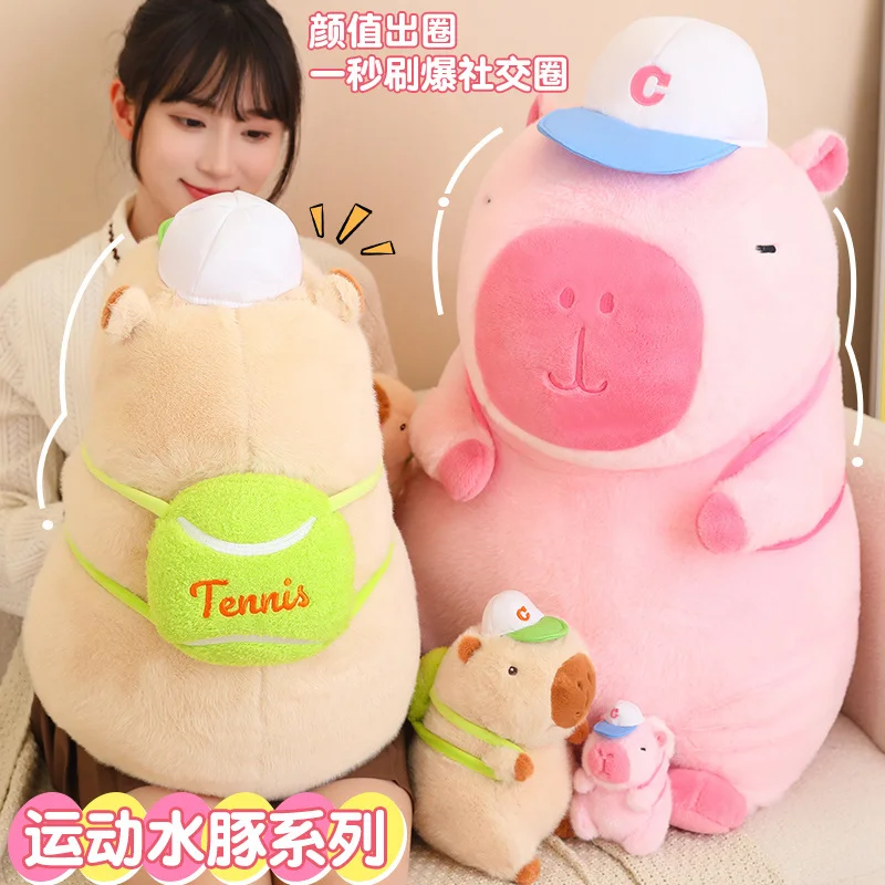 Kawaii Stuffed Animals Fluffy Capybara With Backpack Tortoise Slap Bracelet Capybara Plush Toy keychain Birthday Gift