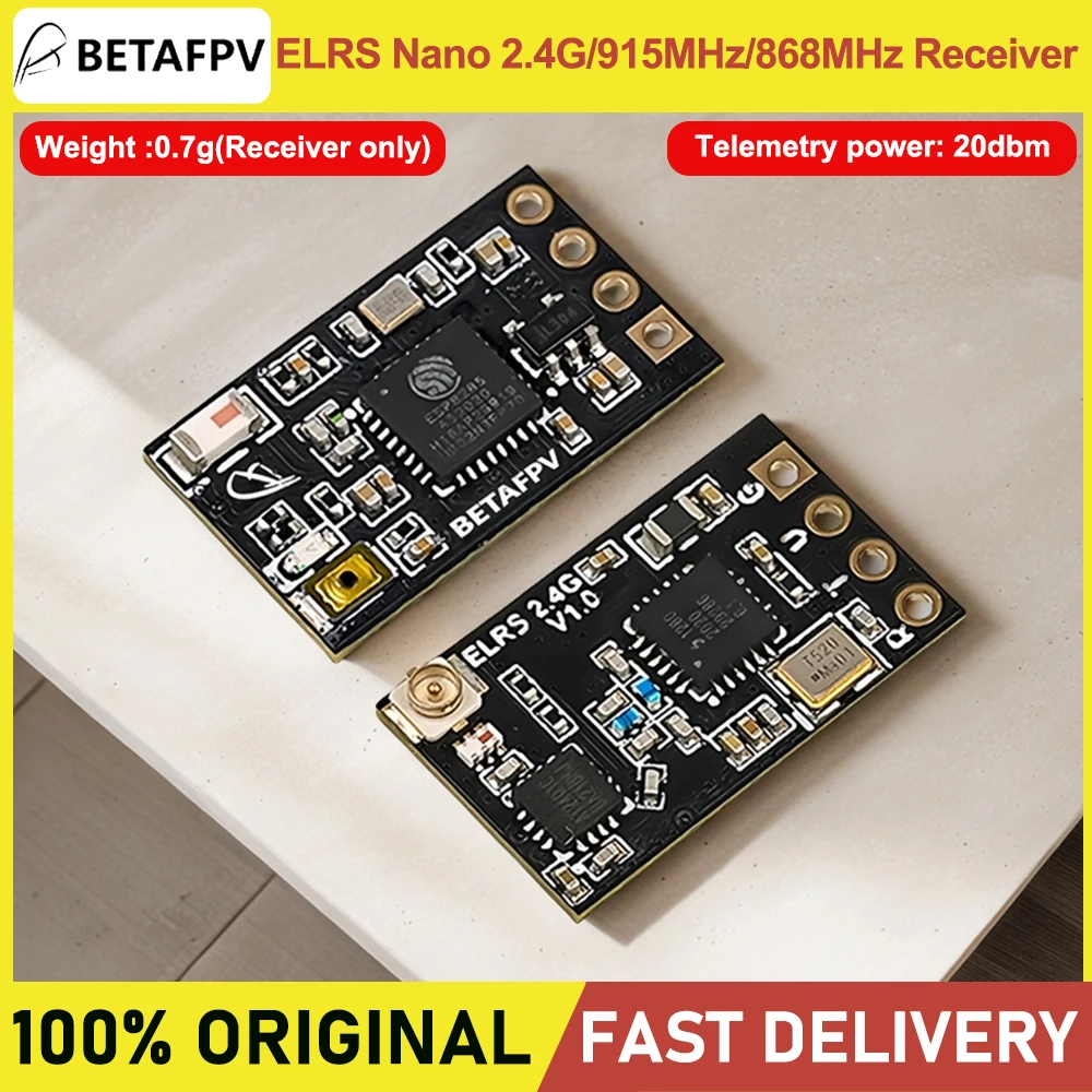 BETAFPV ELRS Nano Receiver Best Performance in Speeds Latency Range ExpressLRS Optional 2.4G/915MHz/868MHz for RC Racing Drone