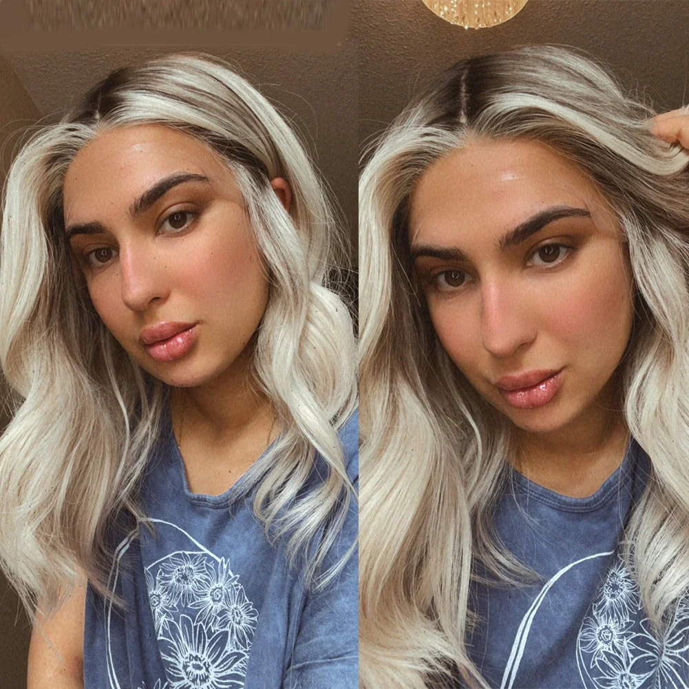 合成レースフロントウィッグ,滑らかで長い黒,事前に摘み取られた,自然なヘアライン,接着剤なし,耐熱性