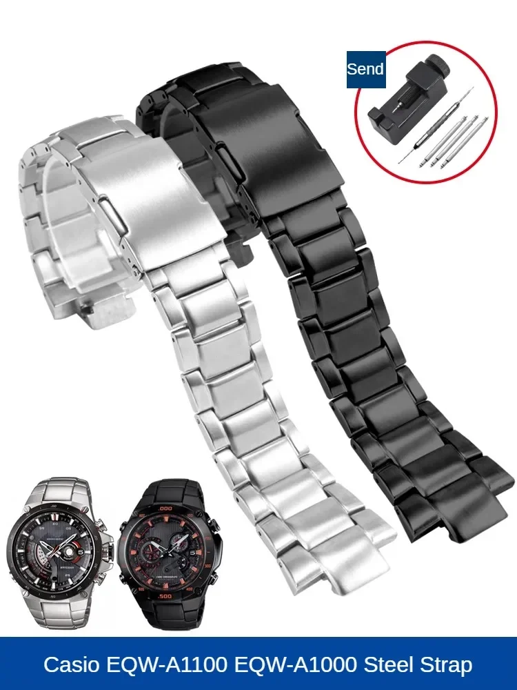 Compatible with C-asio EQW-M1100 EQW-A1100 A1000 Radio Series Stainless Steel Stainless Steel Watch Strap