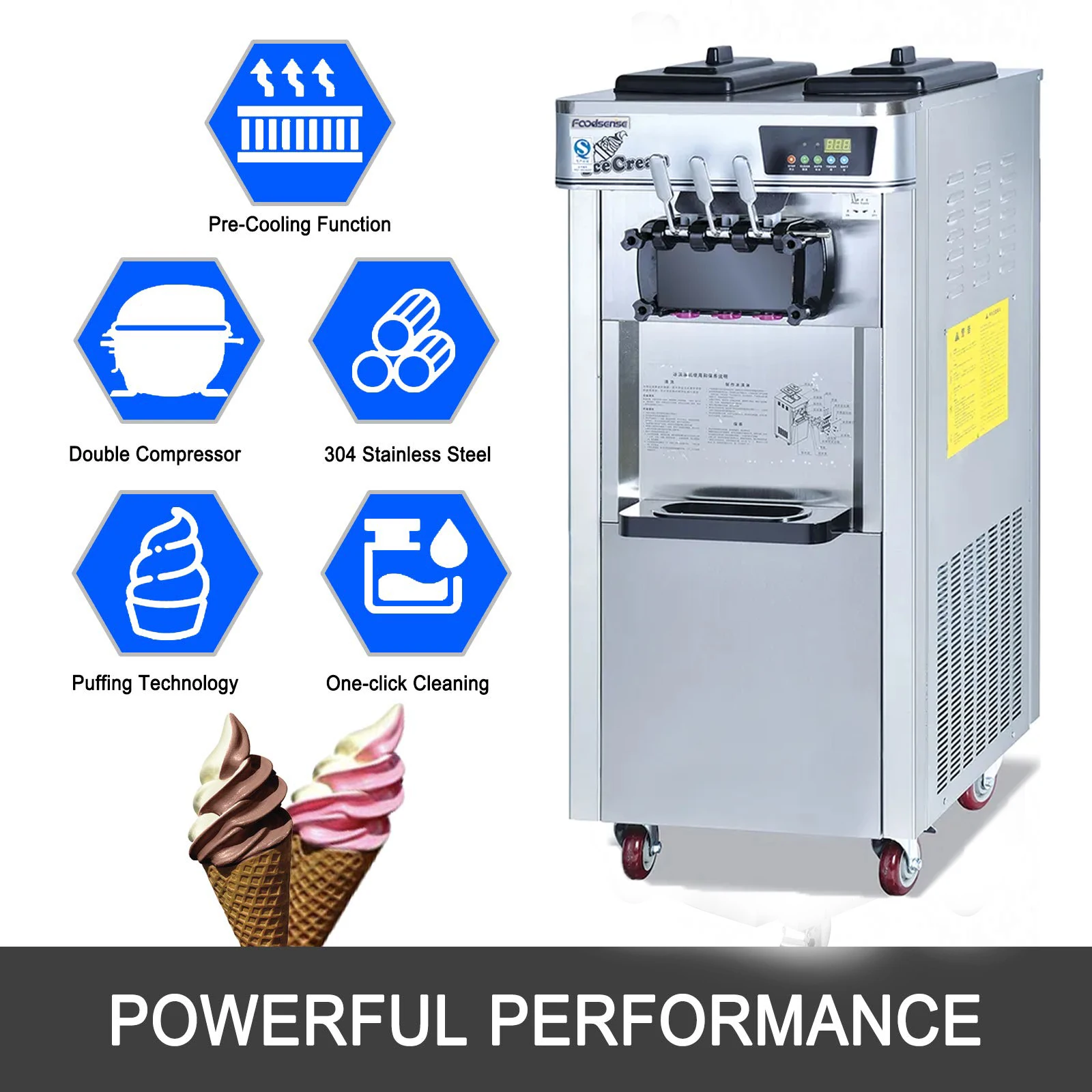 New Design 3 Flavor Wholesale Price Soft Serve Ice Cream Maker Machine Commercial Vending Soft Ice Cream Machine