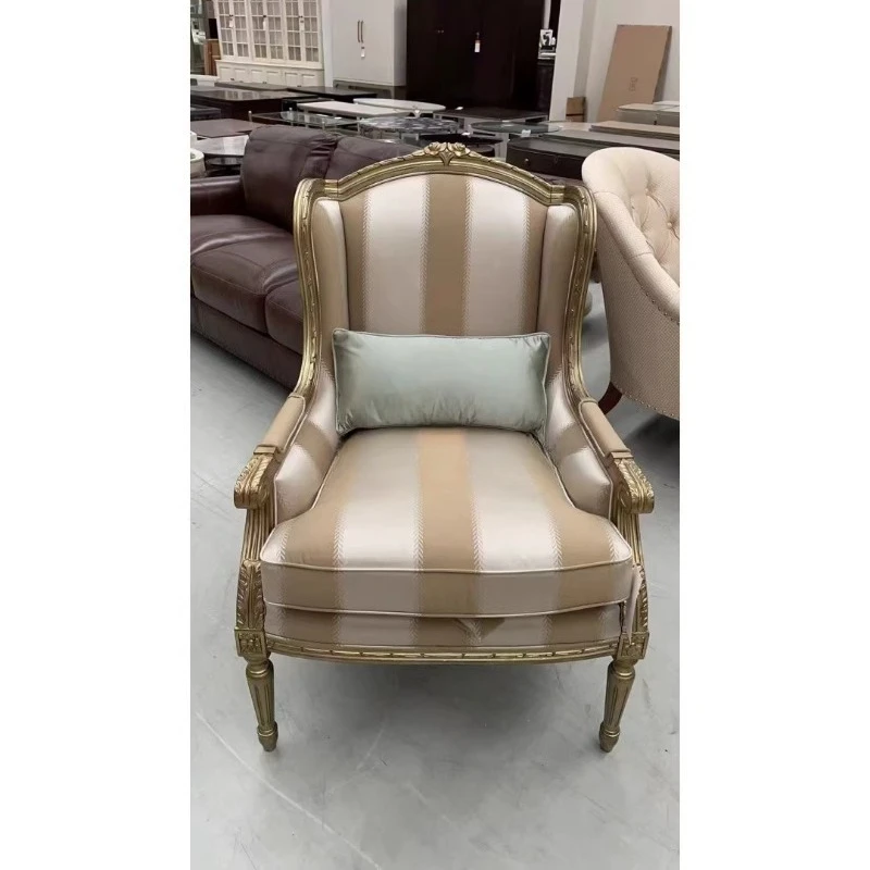 

American neoclassical beech fabric living room single sofa American