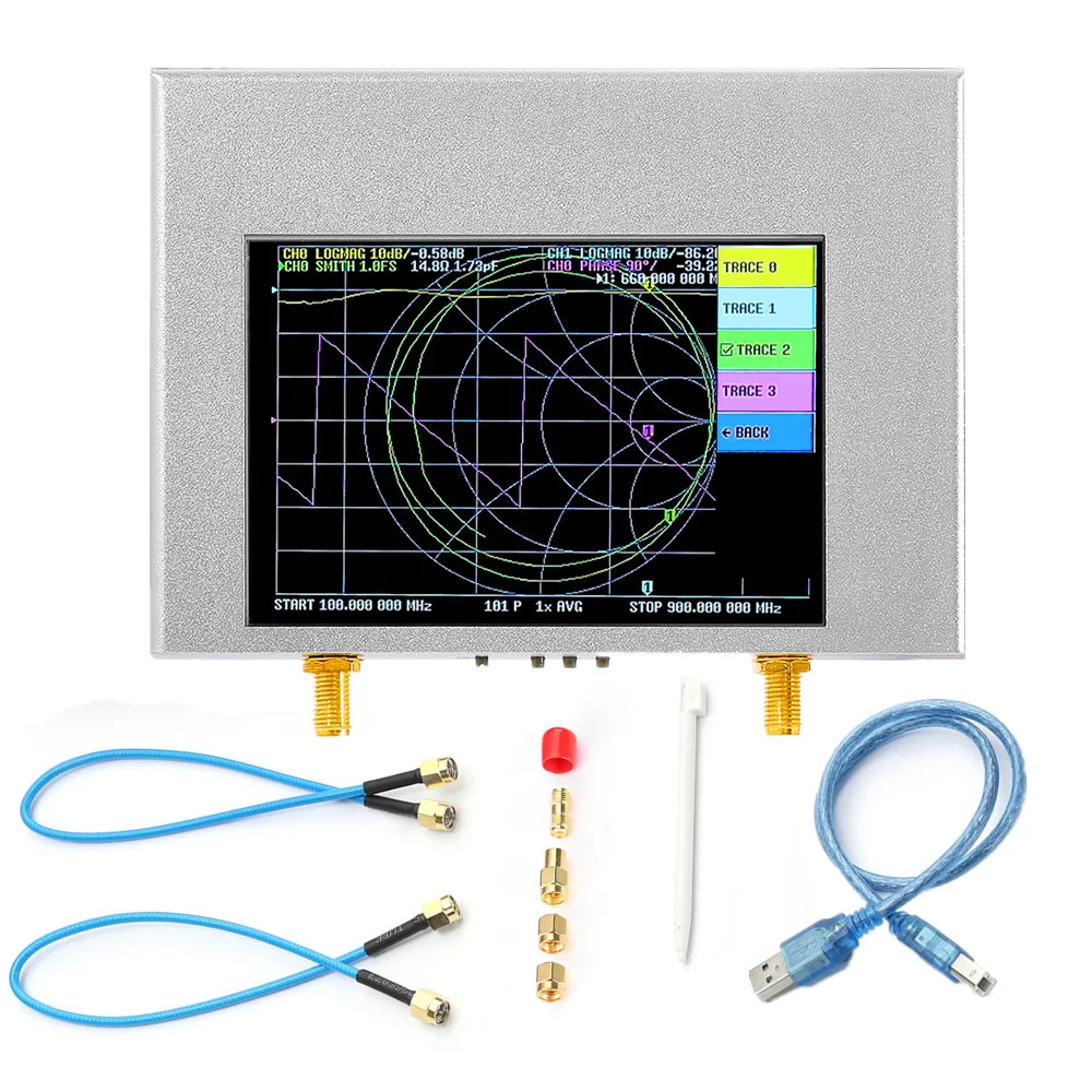 Nanovna v2 plus4 50khz-4ghzベクトルネットワークアナライザー4インチ短波hf vhf uhf 70-90db、3200mAhバッテリー付き